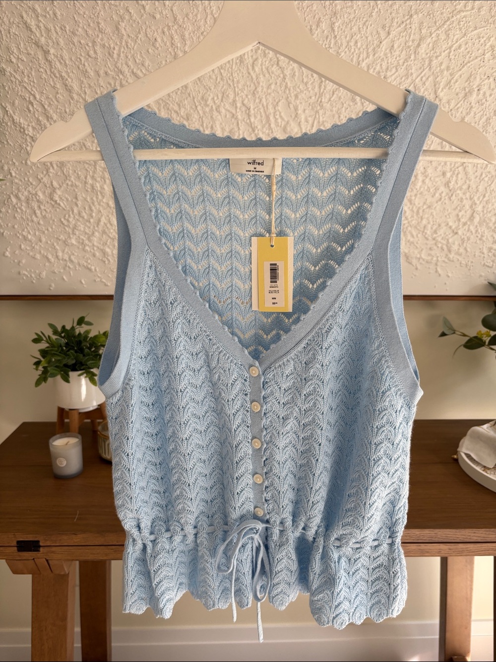 Wilfred Pale Blue Knit Button-Down Drawstring Tank